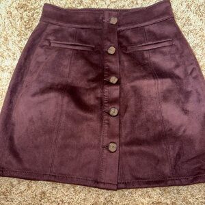 Maurices Deep Burgundy Mini Skirt with Buttons